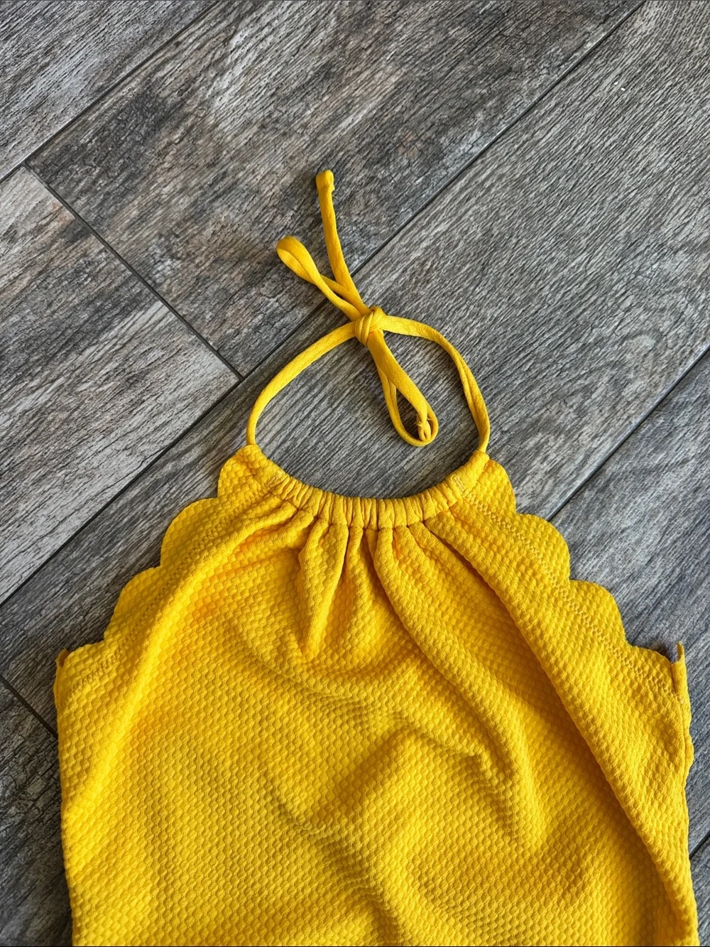 Old Navy Girls Yellow Textured Halter One-Piece Swimsuit